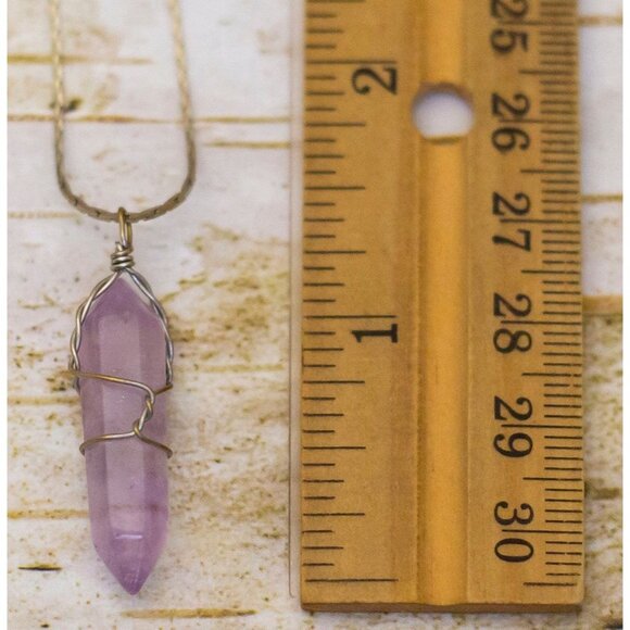 18 inch, Vintage Lucky Charm Lavender Crystal Necklace - BZ2 - Picture 3 of 3